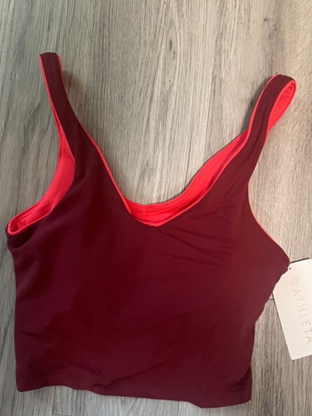 NWT Athleta Sports Top in Burgundy & Red
